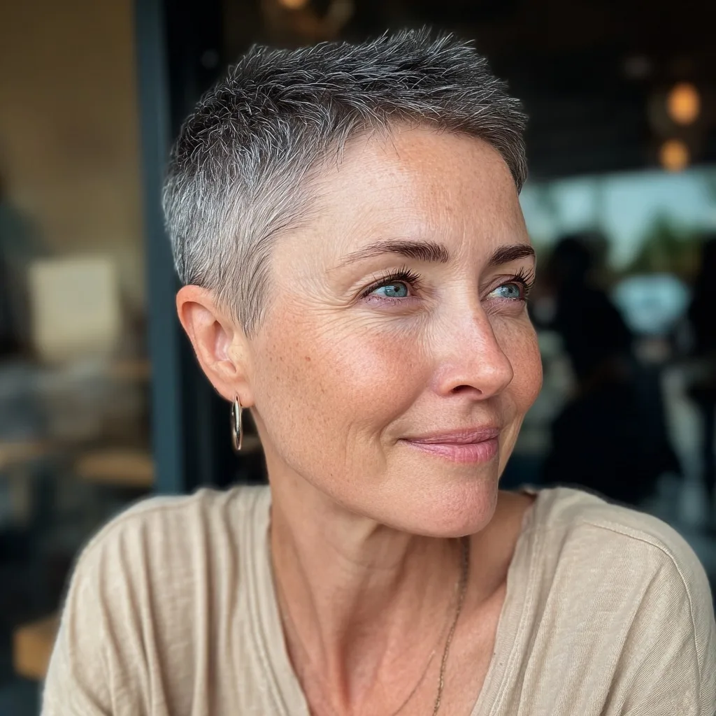 Textured Short Pixie Cut with Subtle Highlights