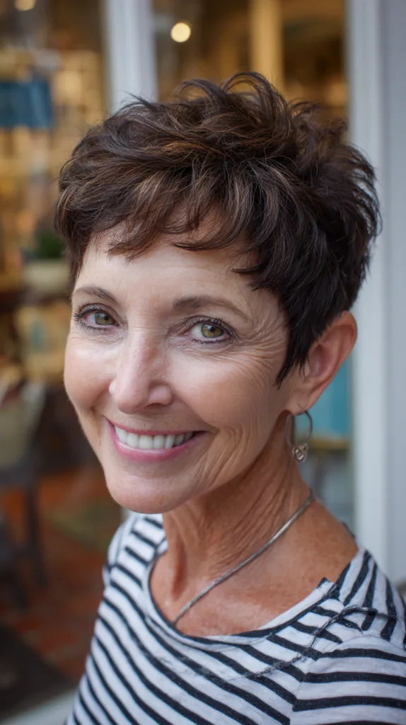 Textured Short Pixie Cut with Subtle Highlights