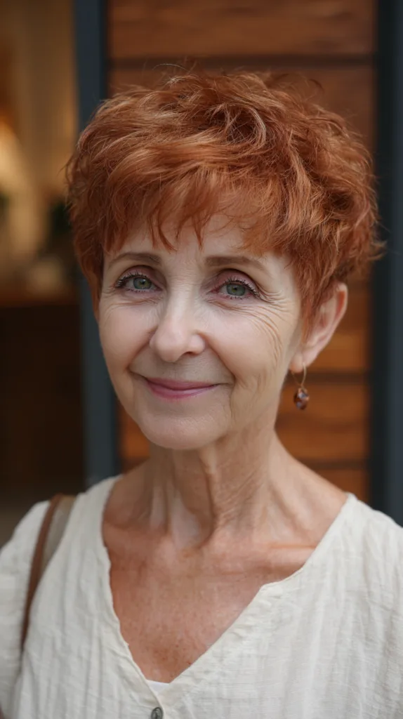 Textured Short Pixie Cut with Vibrant Ginger Color