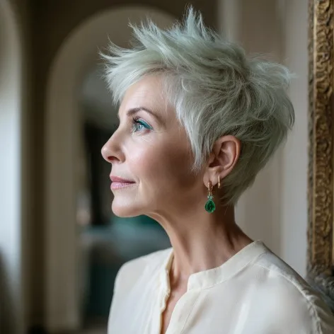 Textured Short Spiked Cut with Icy Blonde Undertones