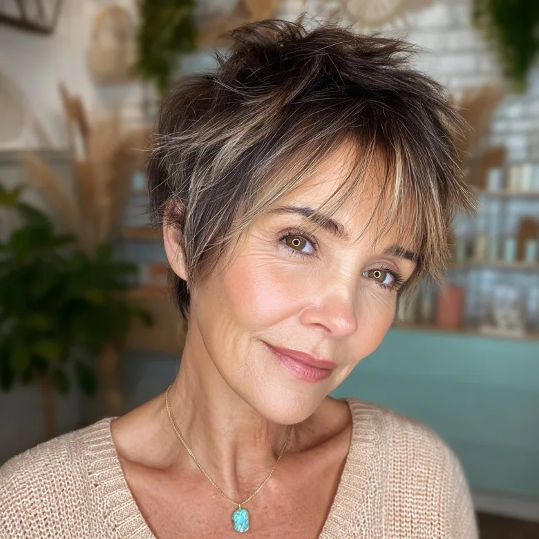 Textured Short Spiked Cut with Subtle Caramel Highlights