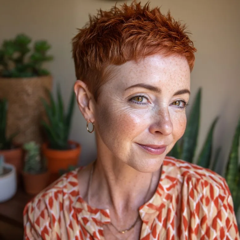 Textured Short Spiked Cut with Vibrant Copper Tones