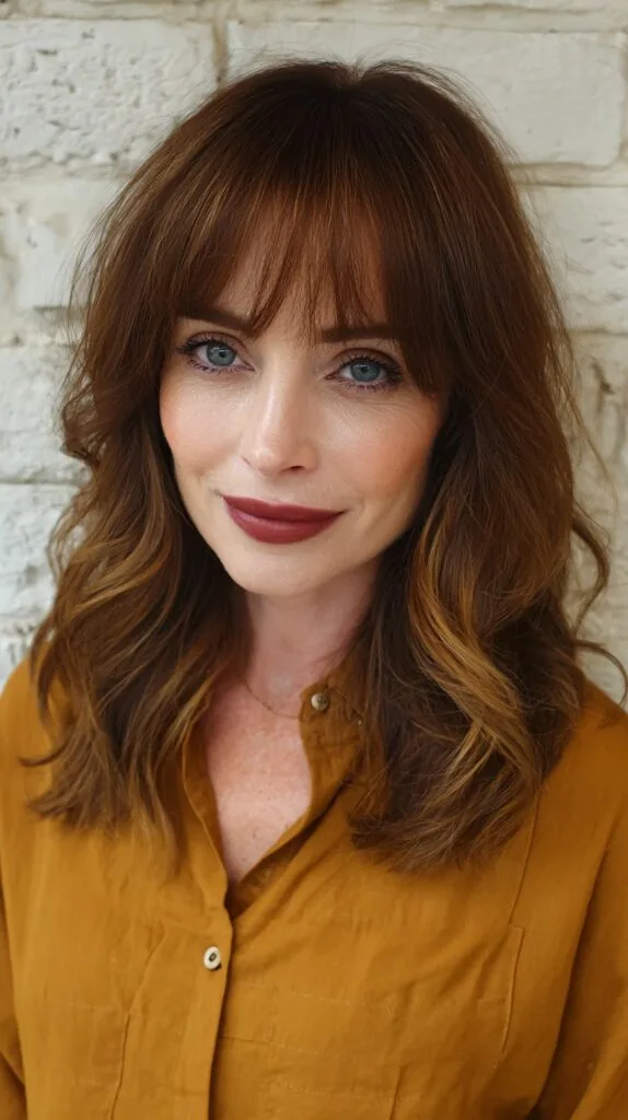 Textured Shoulder-Length Cut with Face-Framing Bangs