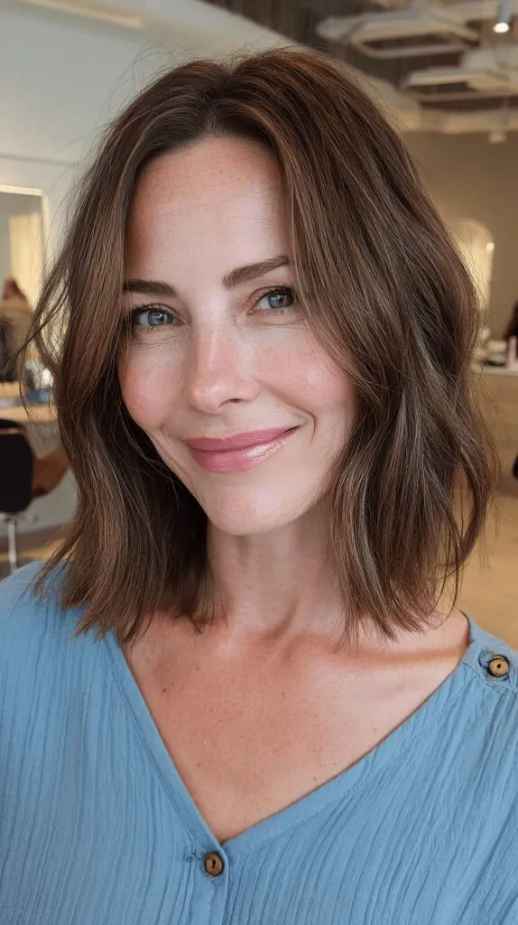 Textured Shoulder-Length Cut with Soft Waves