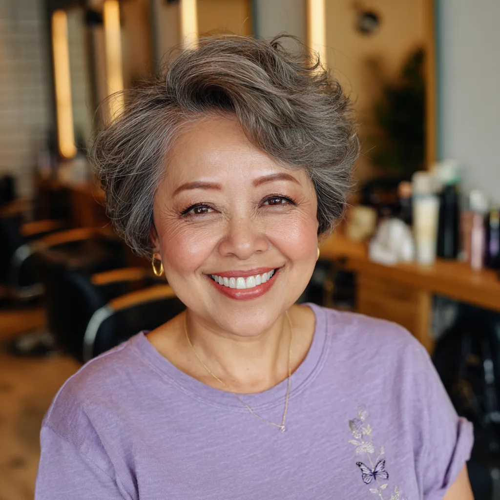 Textured Silver Pixie Bob with Lively Volume