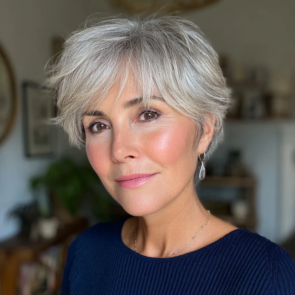 Textured Silver Pixie Bob with Soft Volume