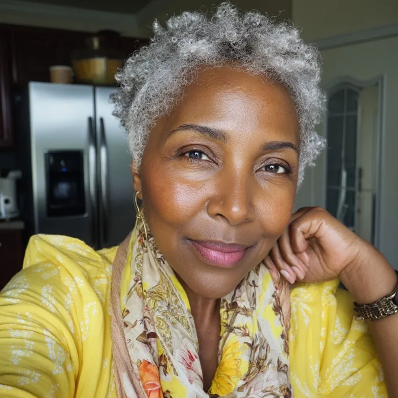 Textured Silver Pixie with Defined Curls