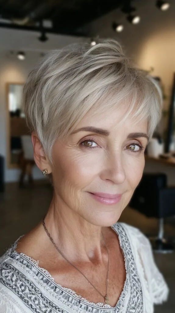 Textured Silver Pixie with Soft Contouring