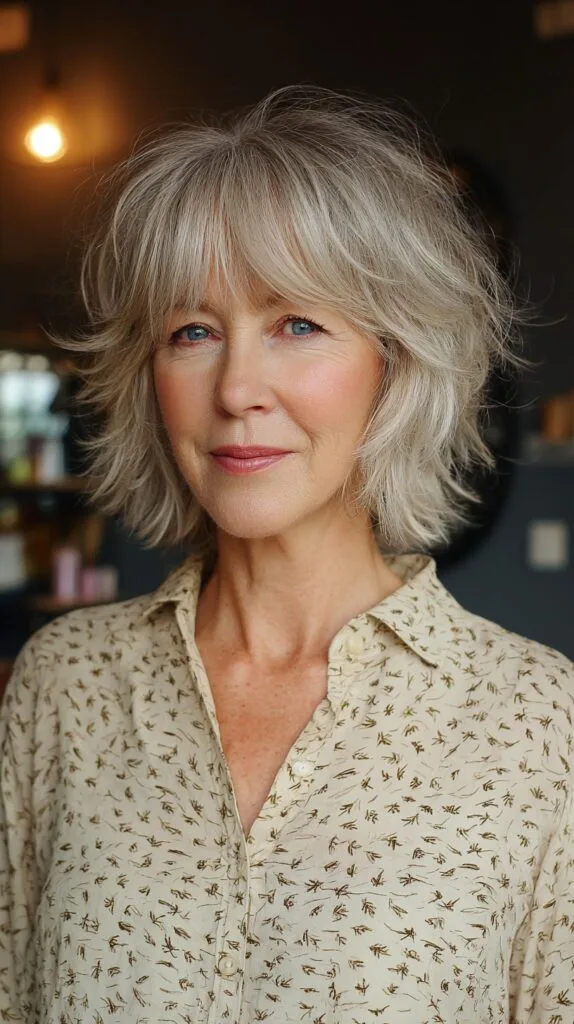 Textured Silver Shag with Face-Framing Layers