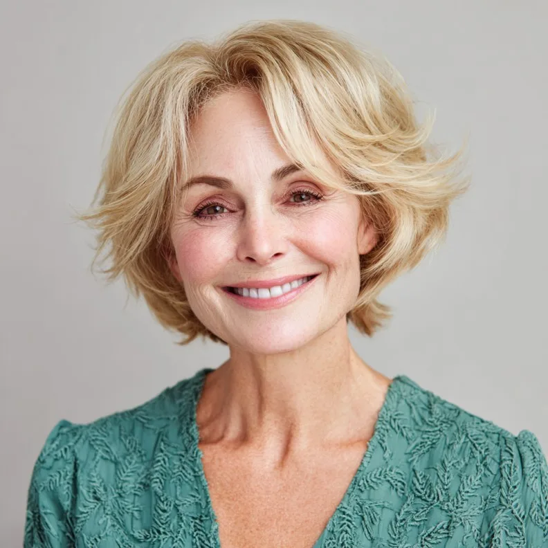 Textured Soft Blonde Layered Shag with Gentle Volume