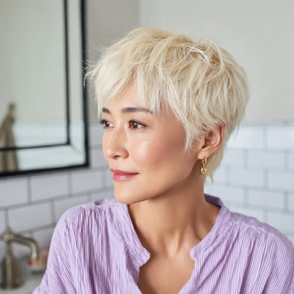 Textured Soft Blonde Pixie with Effortless Layers