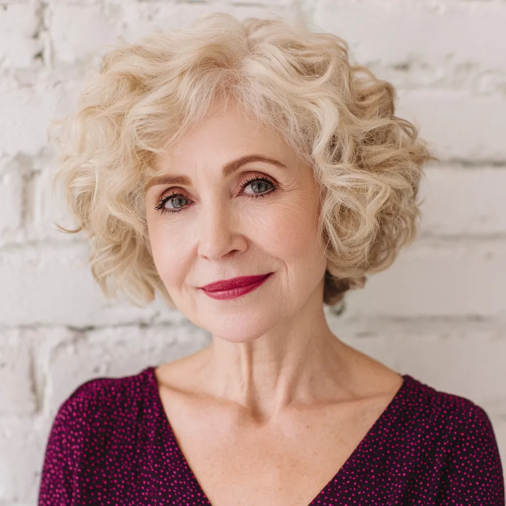Textured Soft Curly Bob with Defined Curls