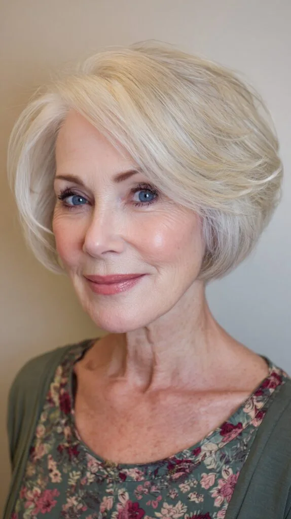 Textured Soft Silver Bob with Subtle Volume