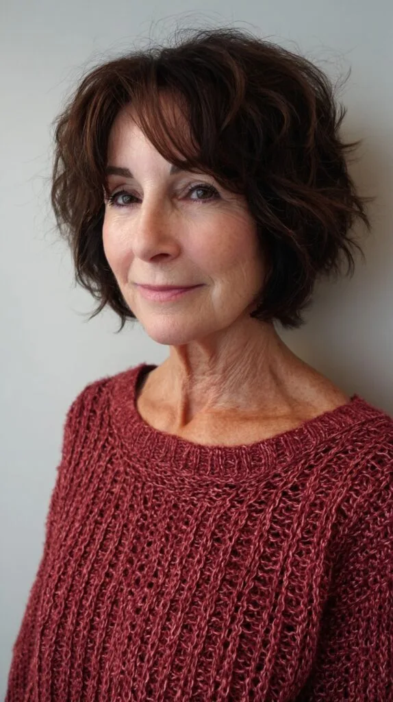 Textured Tousled Bob for Vibrant Women Over 60