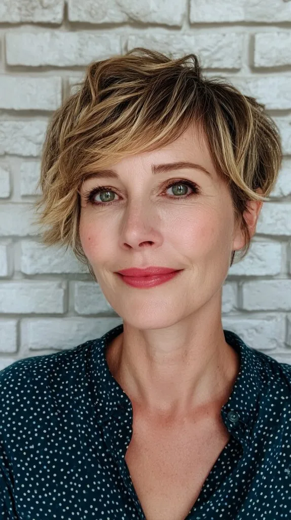 Textured Tousled Pixie with Warm Highlights
