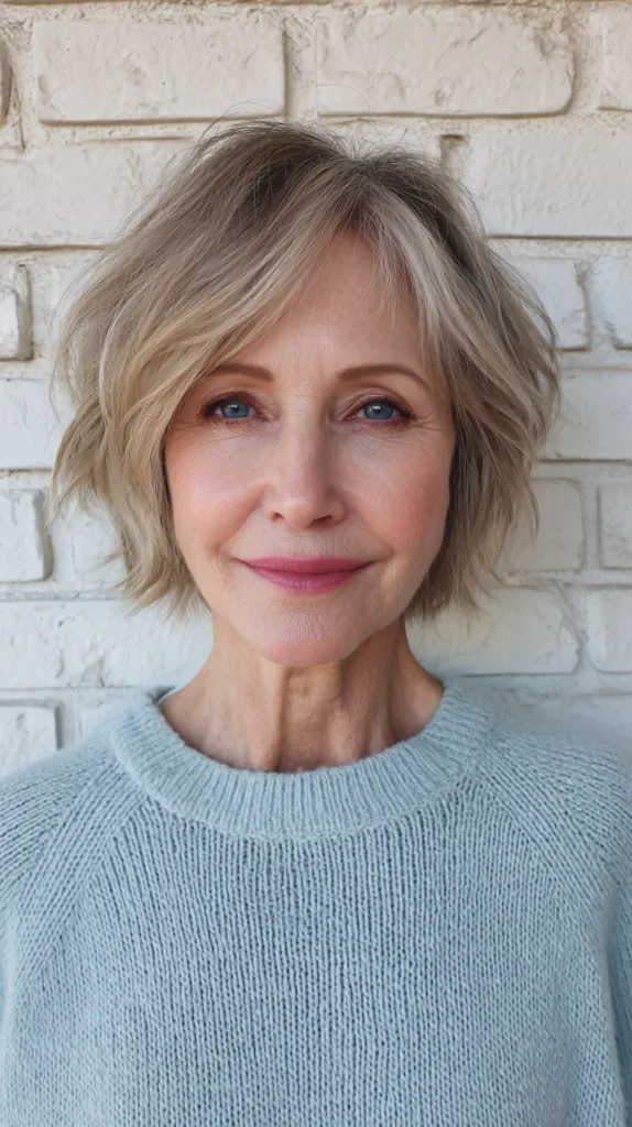 Textured Wavy Bob with Bright Blonde Highlights