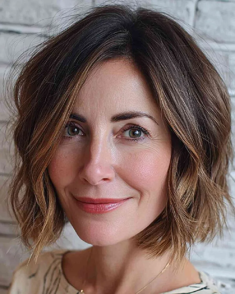 Textured Wavy Bob with Subtle Highlights