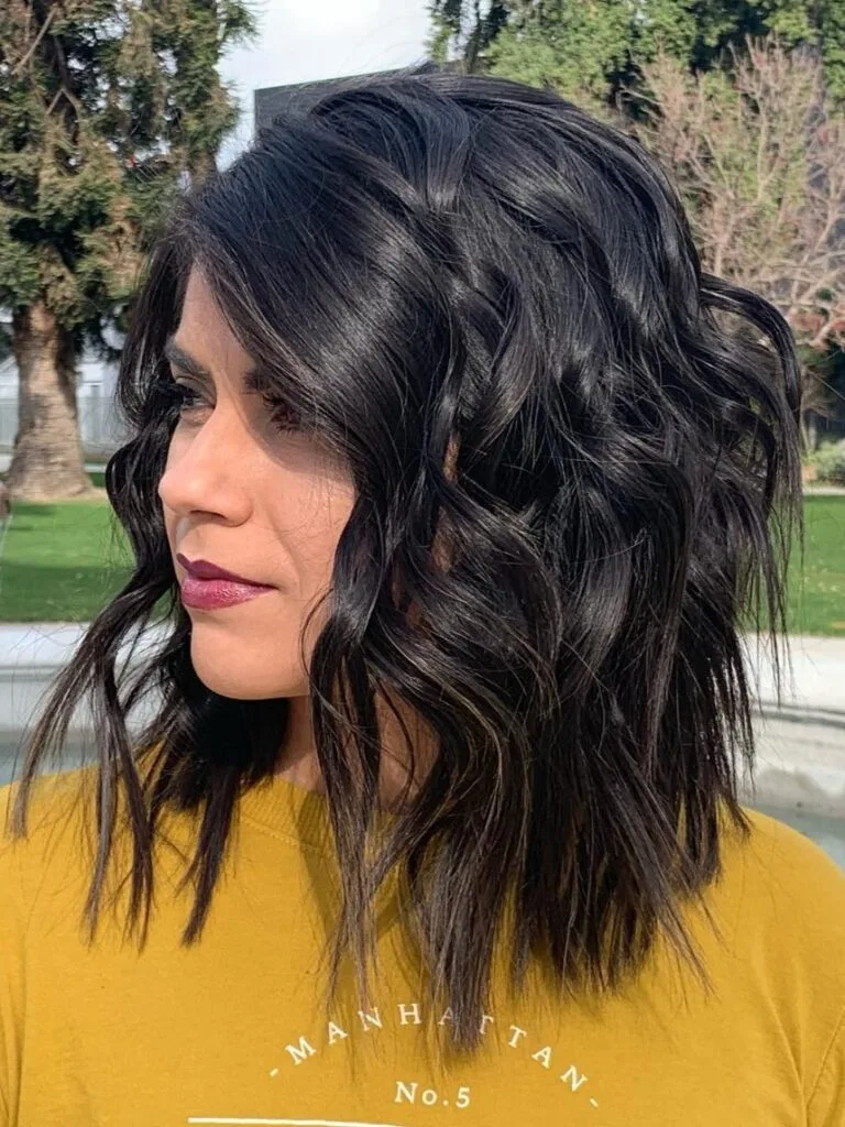 Textured Wavy Lob with Subtle Layers
