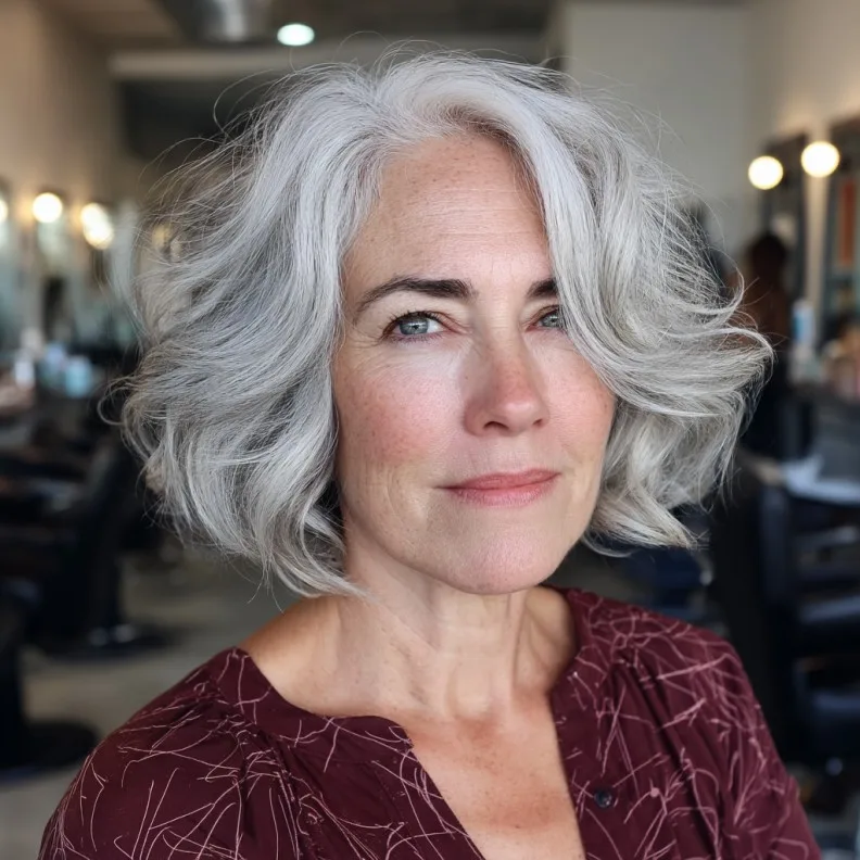 Textured Wavy Neck-Length Cut with Distinguished Volume