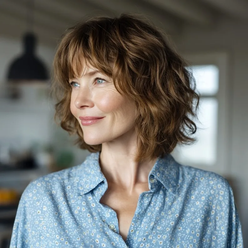 Textured Wavy Neck-Length Cut with Face-Framing Layers