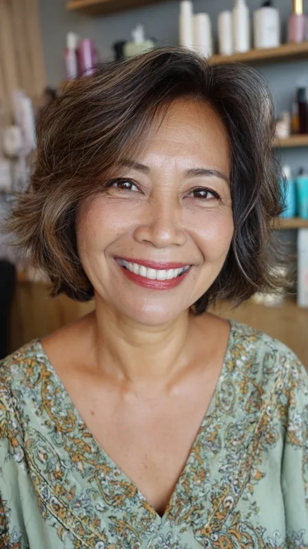 Textured Wavy Short Bob with Soft Volume