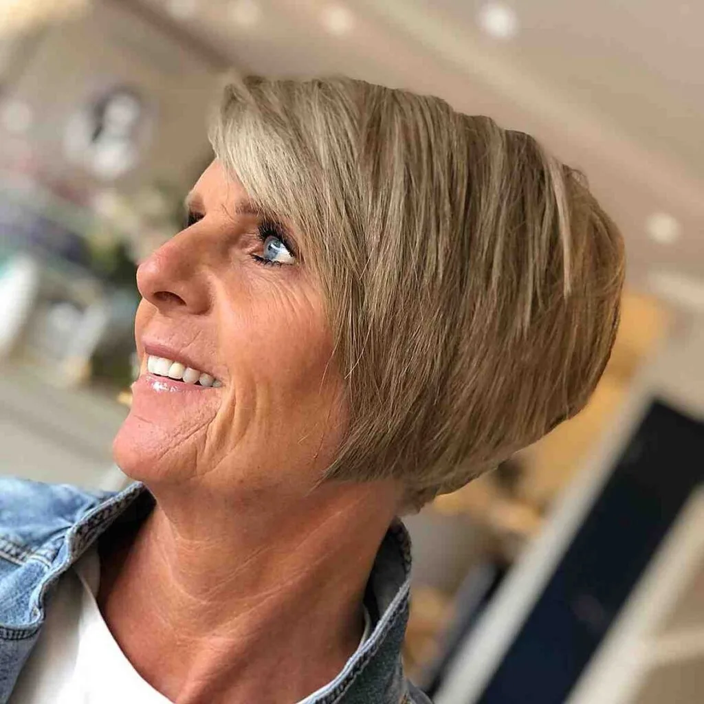timeless blonde wedge cut for women in their sixties