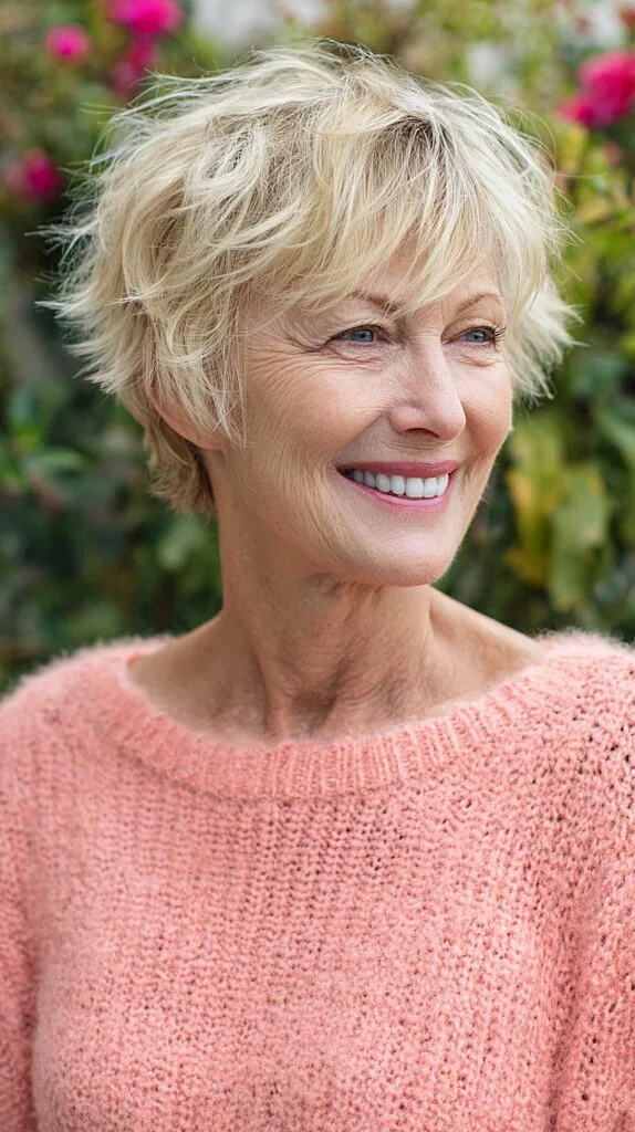 Tousled Blonde Shag with Feathered Crown