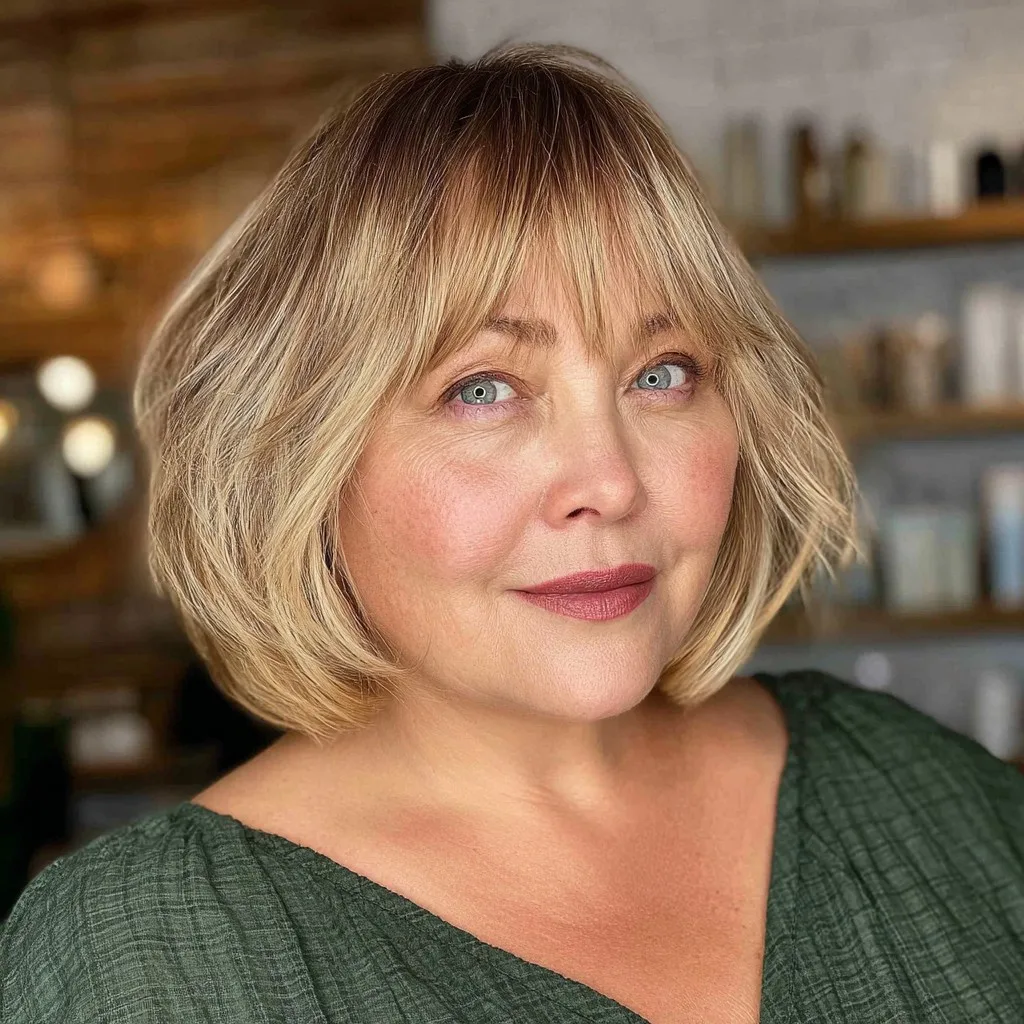 Trendy Jaw-Length Bob with Playful Curtain Bangs