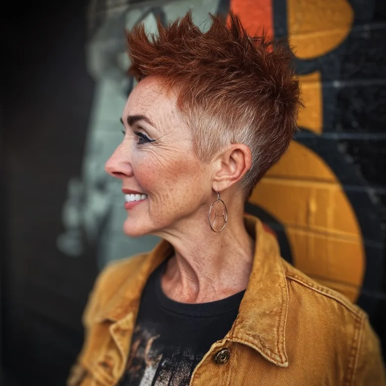 Trendy Short Spiked Cut with Fiery Copper Highlights
