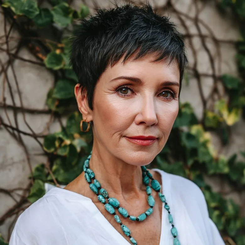 Trendy Short Spiked Cut with Soft Dark Highlights