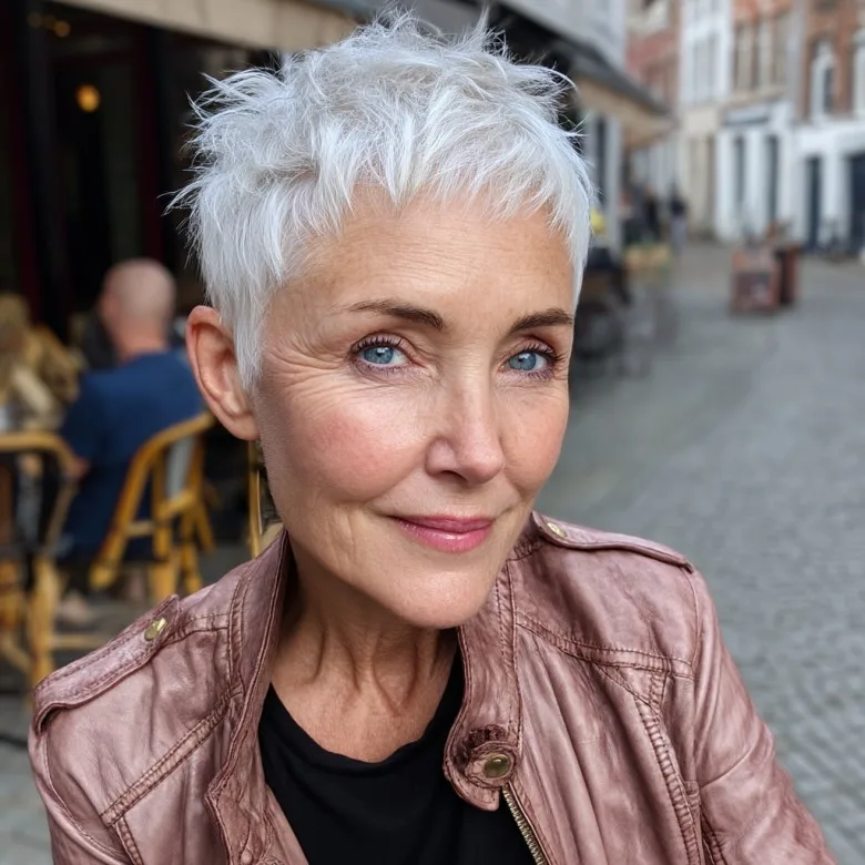 Trendy Short Spiked Cut with Soft White Layers