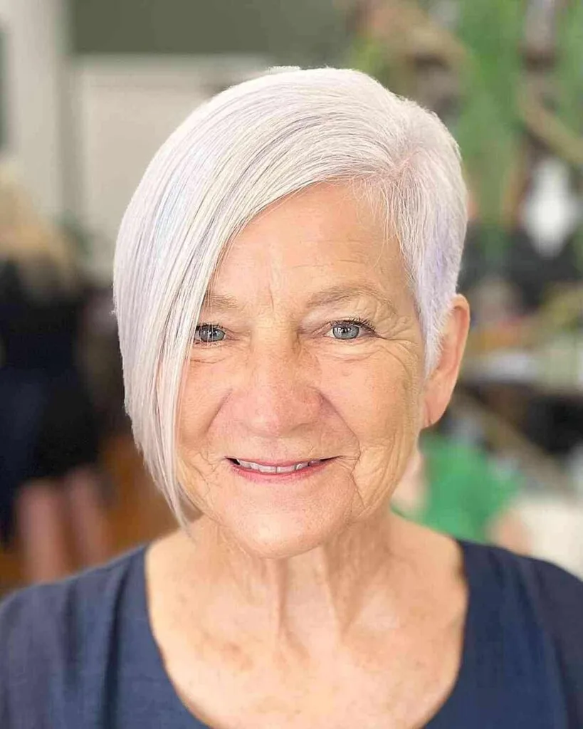 Uneven Disconnected Silhouette for Women Aged 60 with thin hair