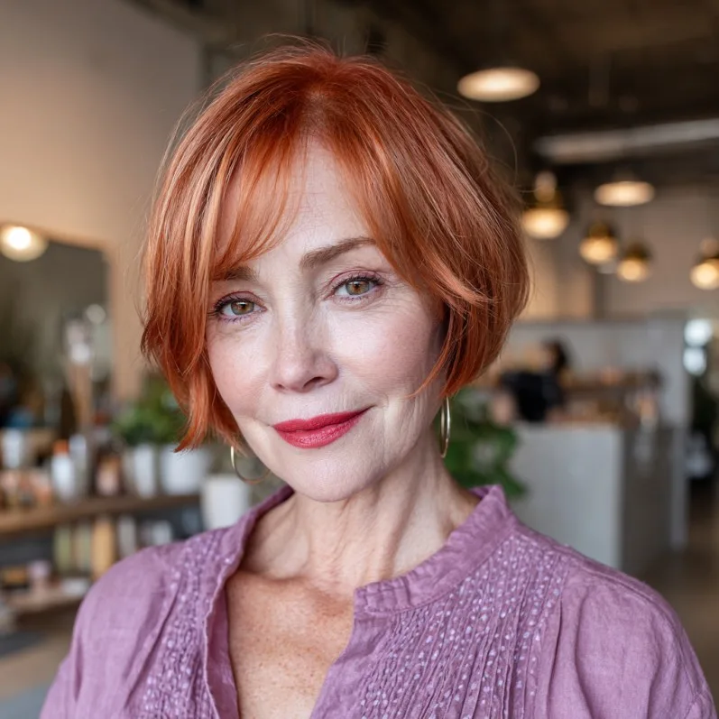 Vibrant Copper Bob with Soft Waves