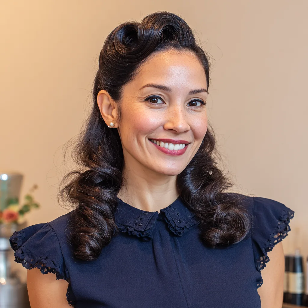 Vintage-Inspired Glamorous Waves with Defined Curls