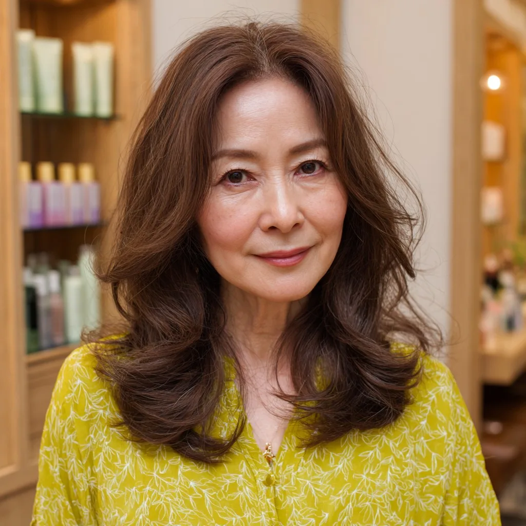Warm Brown Layered Hair with Soft Volume