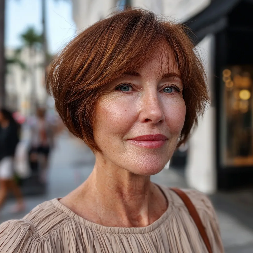 Warm Brown Textured Bob with Subtle Layers