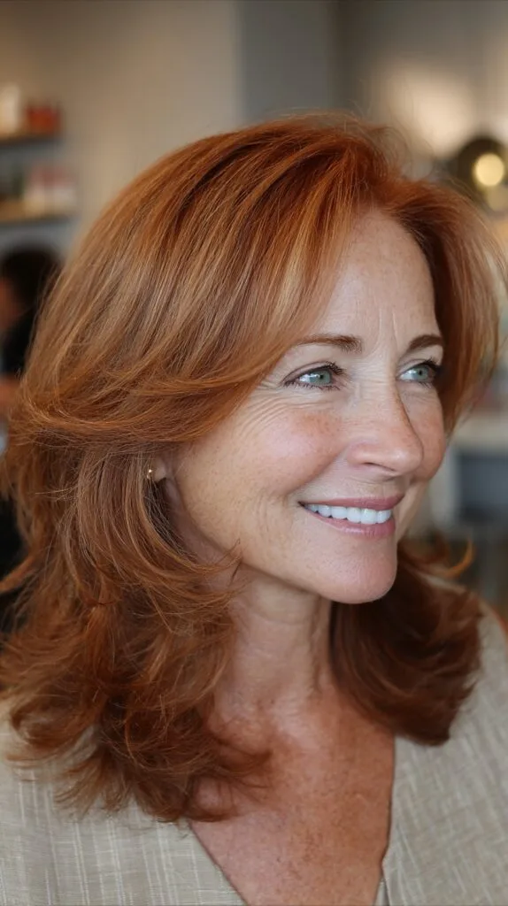 Warm Copper Medium Butterfly Cut with Feathered Face-Framing Layers