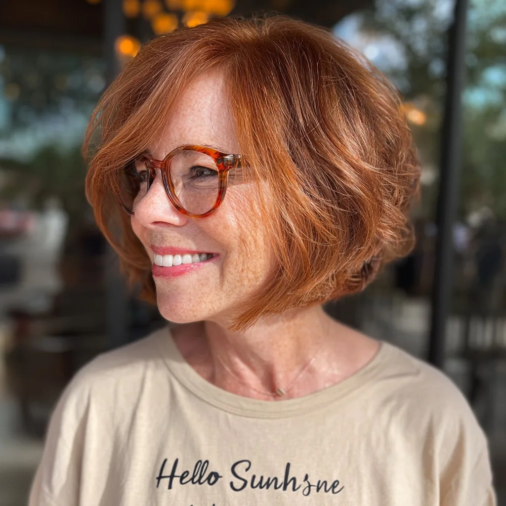 Warm Textured Angular Bob with Soft Layers