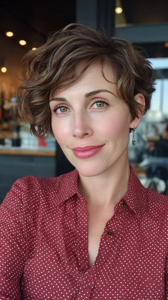 Wavy Brunette Bob with Dynamic Highlights