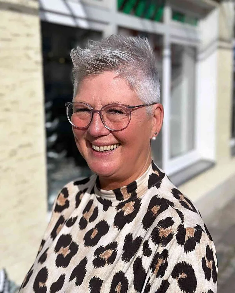 Androgynous Silver Pixie for Thin Haired Ladies Past 50