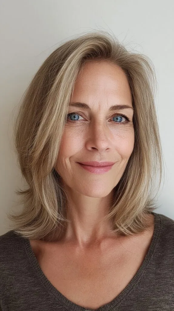 Ash-Blonde Shoulder-Grazing Lob with Feathered Face-Framing Layers