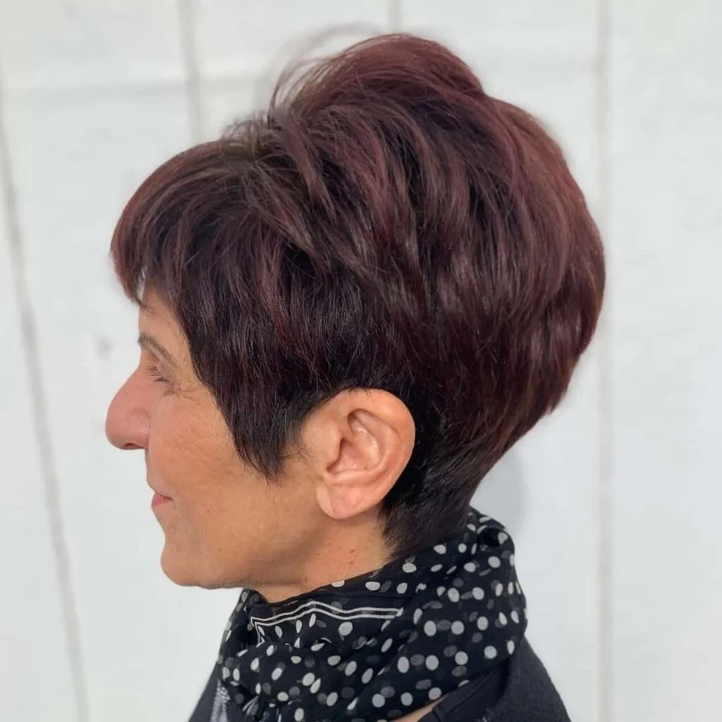 Auburn and burgundy color blend for an elderly lady