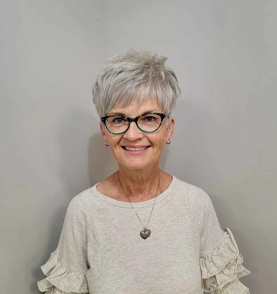 Audrey Hepburn-Inspired Pixie Cut for a lady over 60