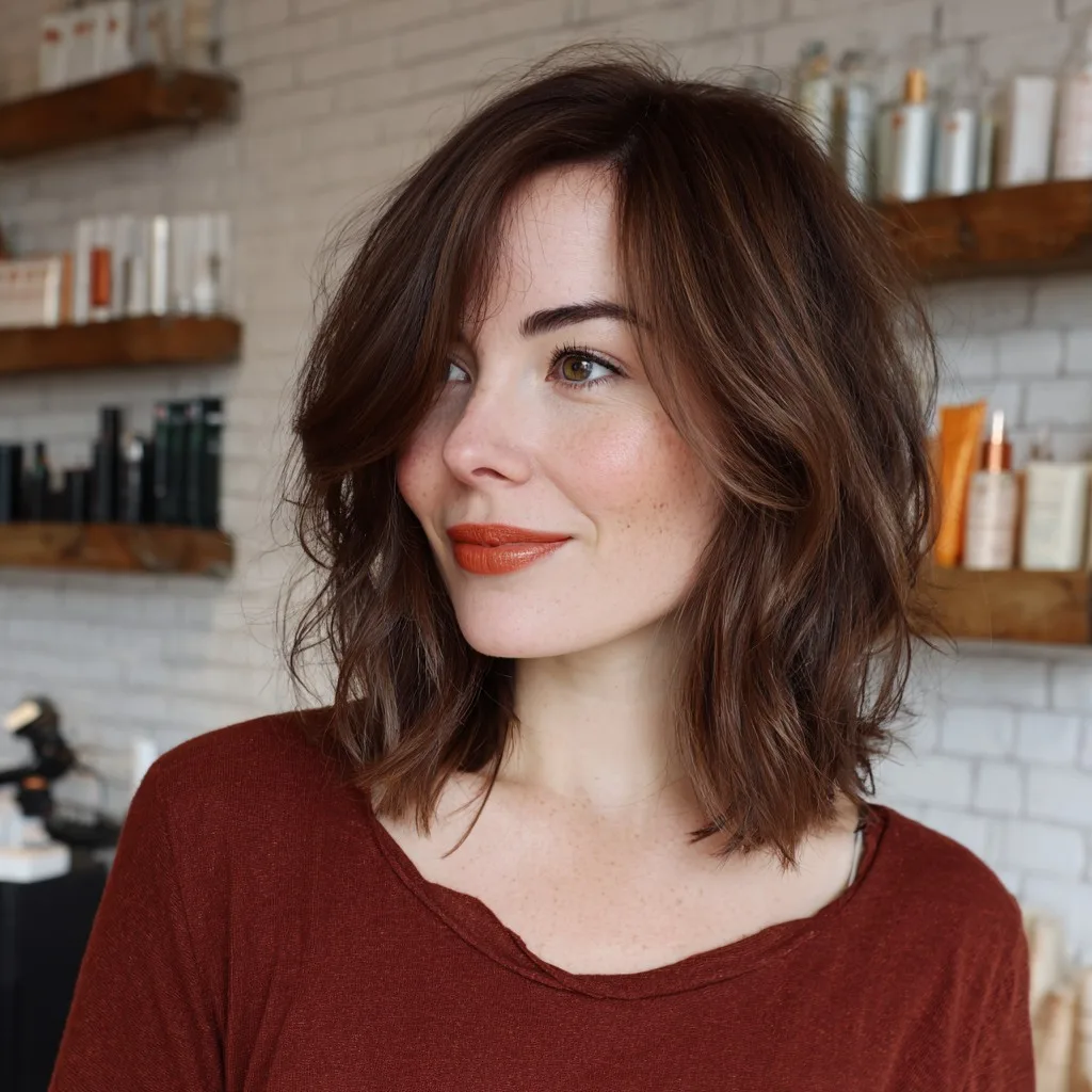 Beautifully Textured Midi Bob with Soft Waves