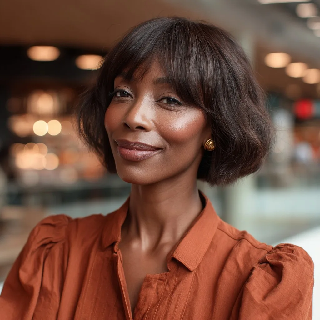 Bold Curly Curtain Bangs with Stacked Bob