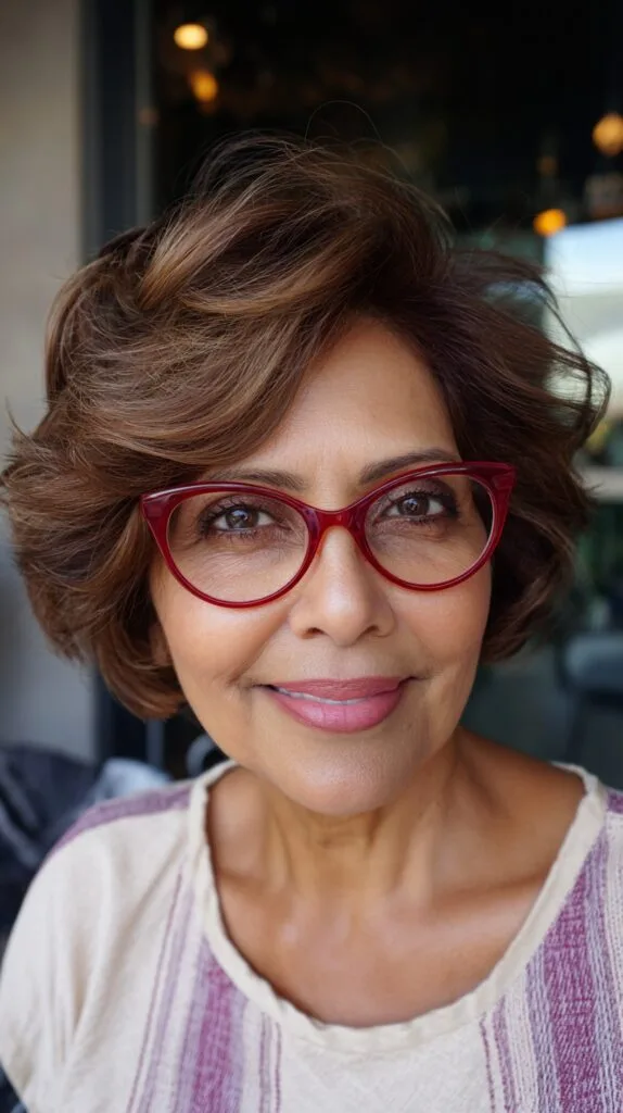 Breezy Chestnut Tousled Layers with Voluminous Flair