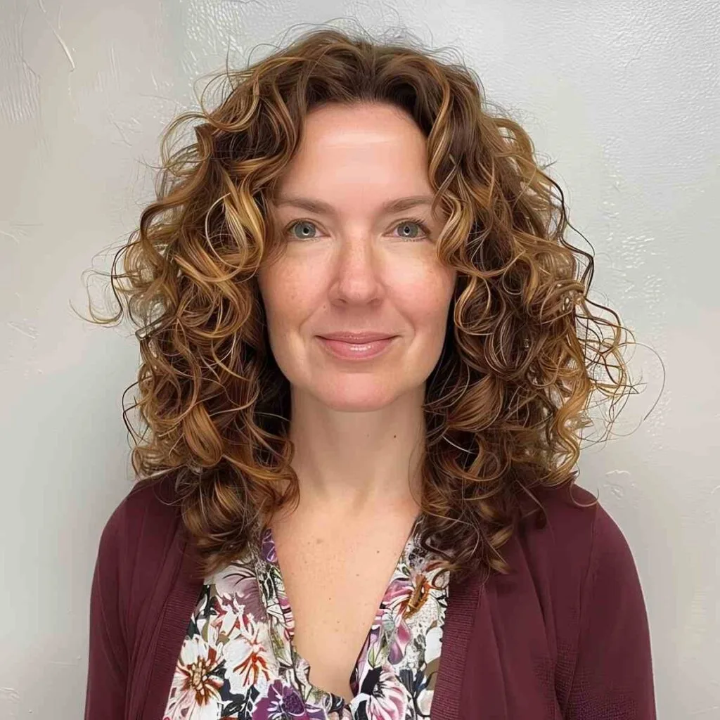 Brown Curly Hair for Women in Their Forties