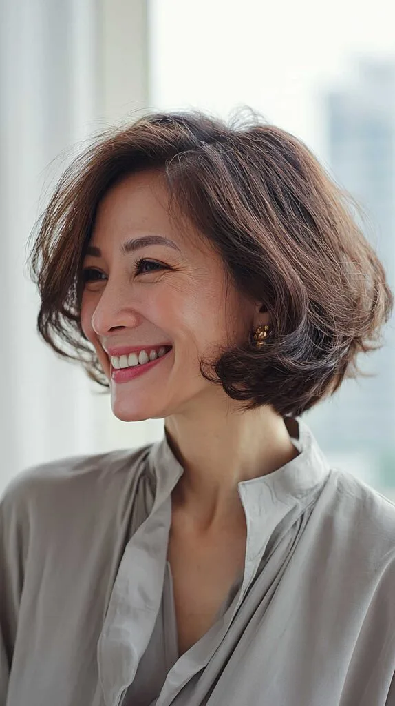 Brunette Chin-Length Bob with Soft Mid-Length Movement