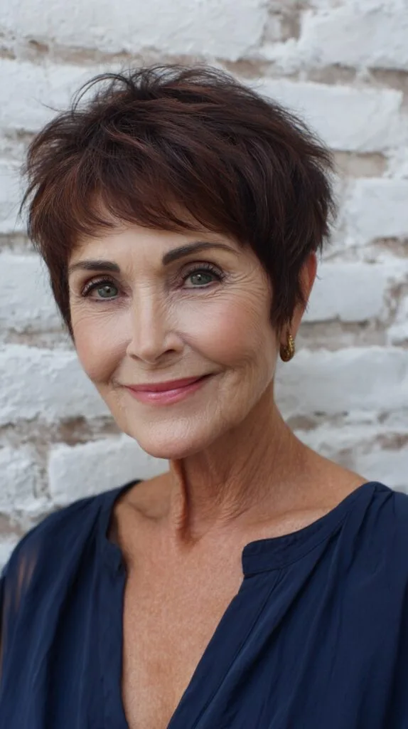 Brunette Pixie Cut with Soft Textured Layers