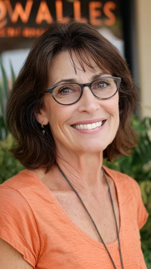 Charming Chestnut Layers with Soft Framing Glasses